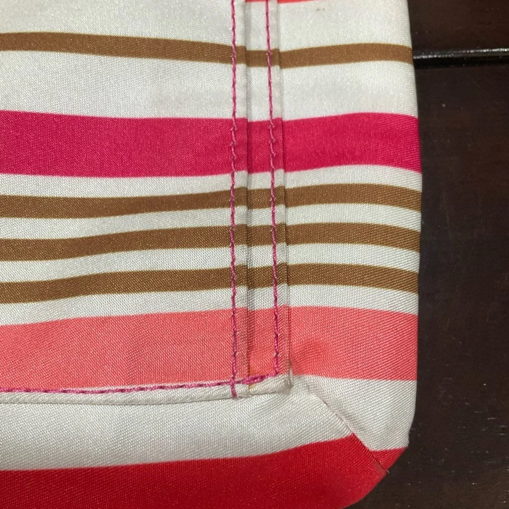 COACH GETAWAY STRIPED CROSSBODY‎ BAG PINK ORANGE BROWN WHITE